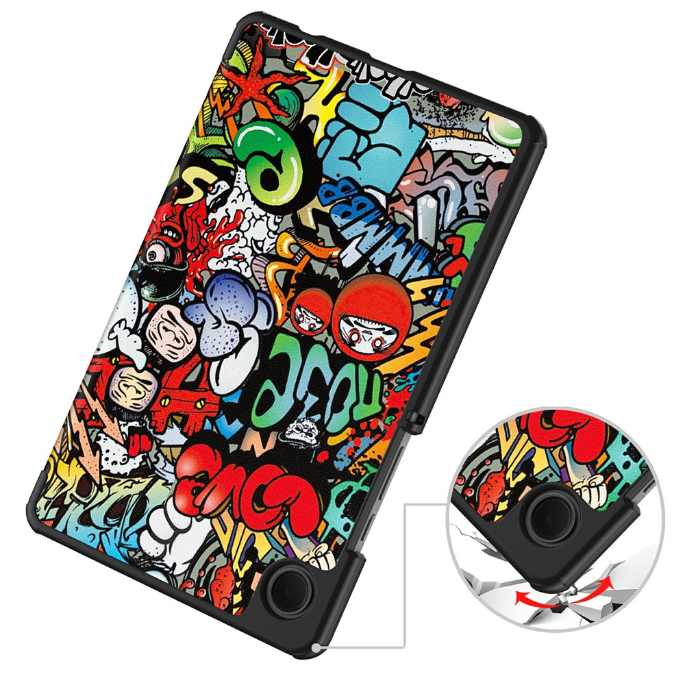 Samsung Galaxy Tab A11 / A9 Leder Tasche Smart Cover Schutzhülle - Graffiti