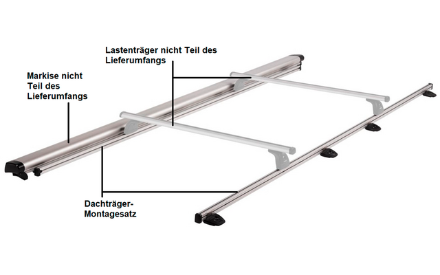 Thule Längsschienen inkl. Montagekit für Dachträger Ducato und Markise Omnistor 6300