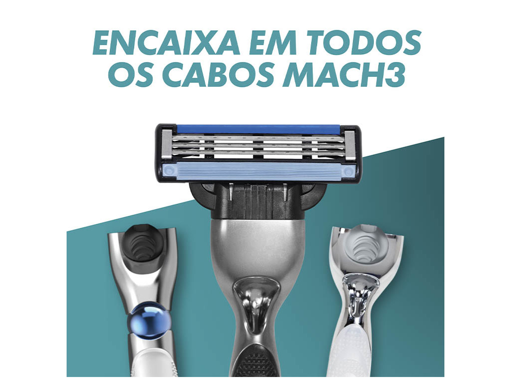 MÁQUINA DE BARBEAR COM 3 RECARGAS DE LÂMINAS MACH3 GILLETTE