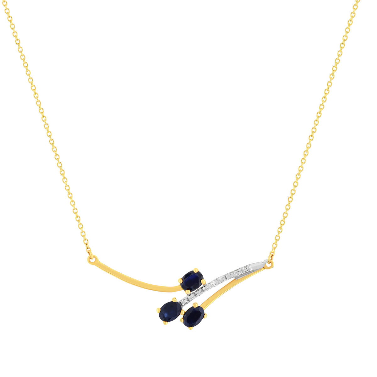 Collier or 375 jaune saphirs et diamants 45cm