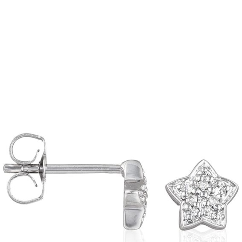 Boucles d'oreilles - Or blanc 375/1000 & diamants