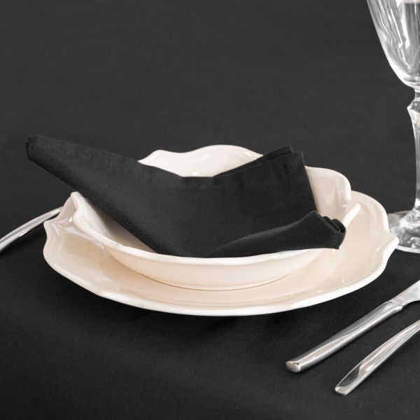 Guardanapos de Mesa Anti-nódoa Liso Preto 45cm x 45cm 6 Guardanapos - PMES0109