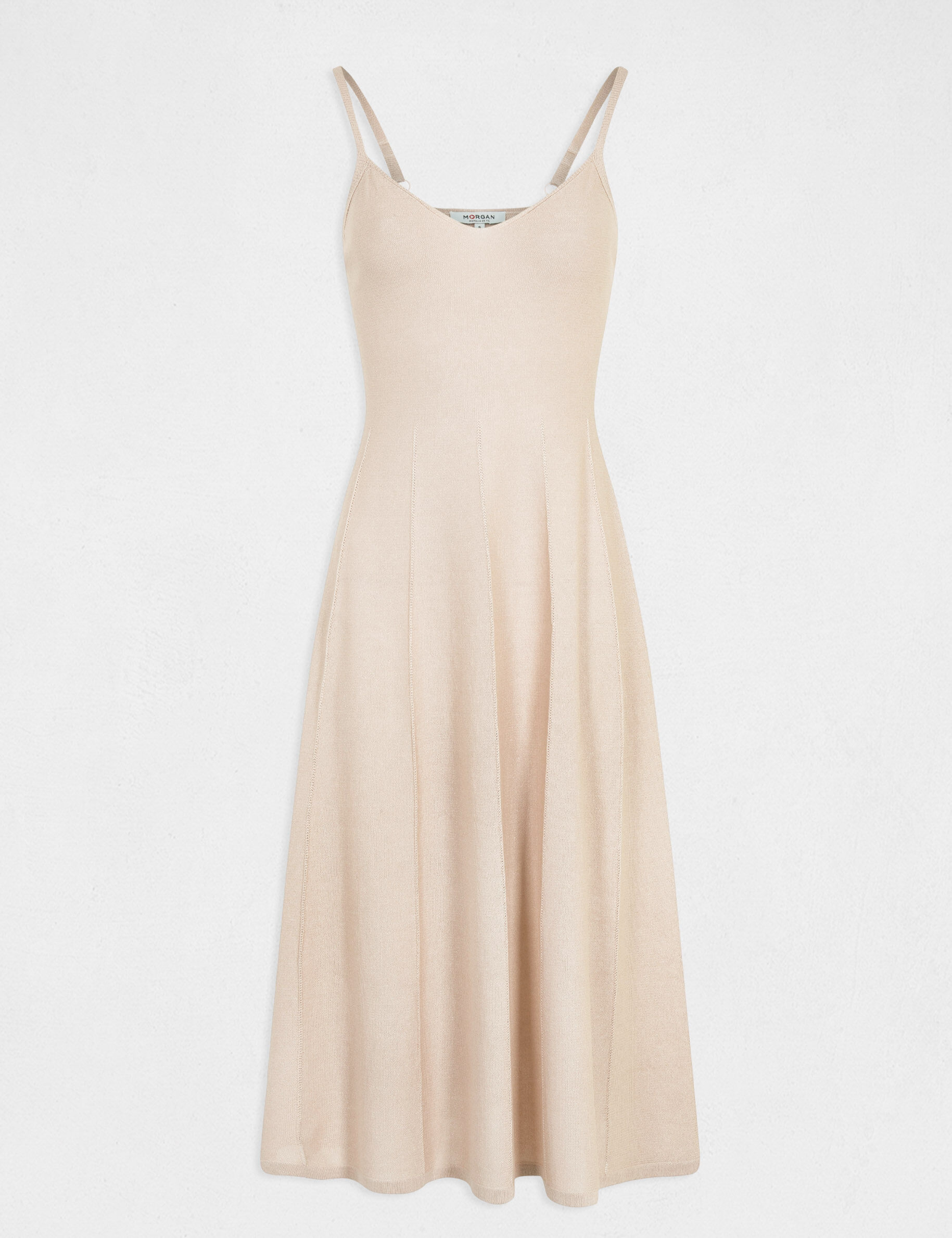 Robe pull midi évasée à bretelles fines dore femme - dore