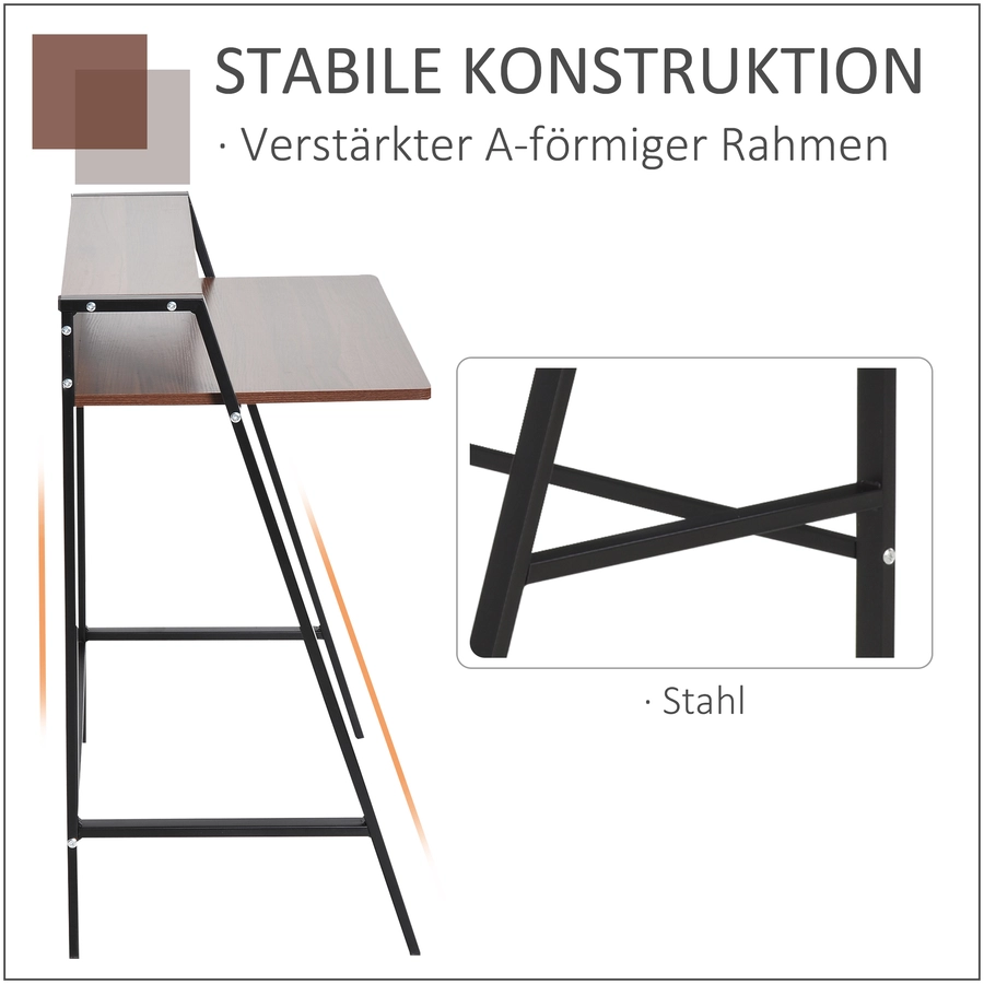 HOMCOM Schreibtisch in Walnuss-Optik walnuss, schwarz