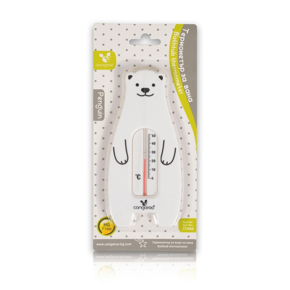 Cangaroo Wasserthermometer Badethermometer, Messbereich 10 bis 50°C, bruchsicher weiß