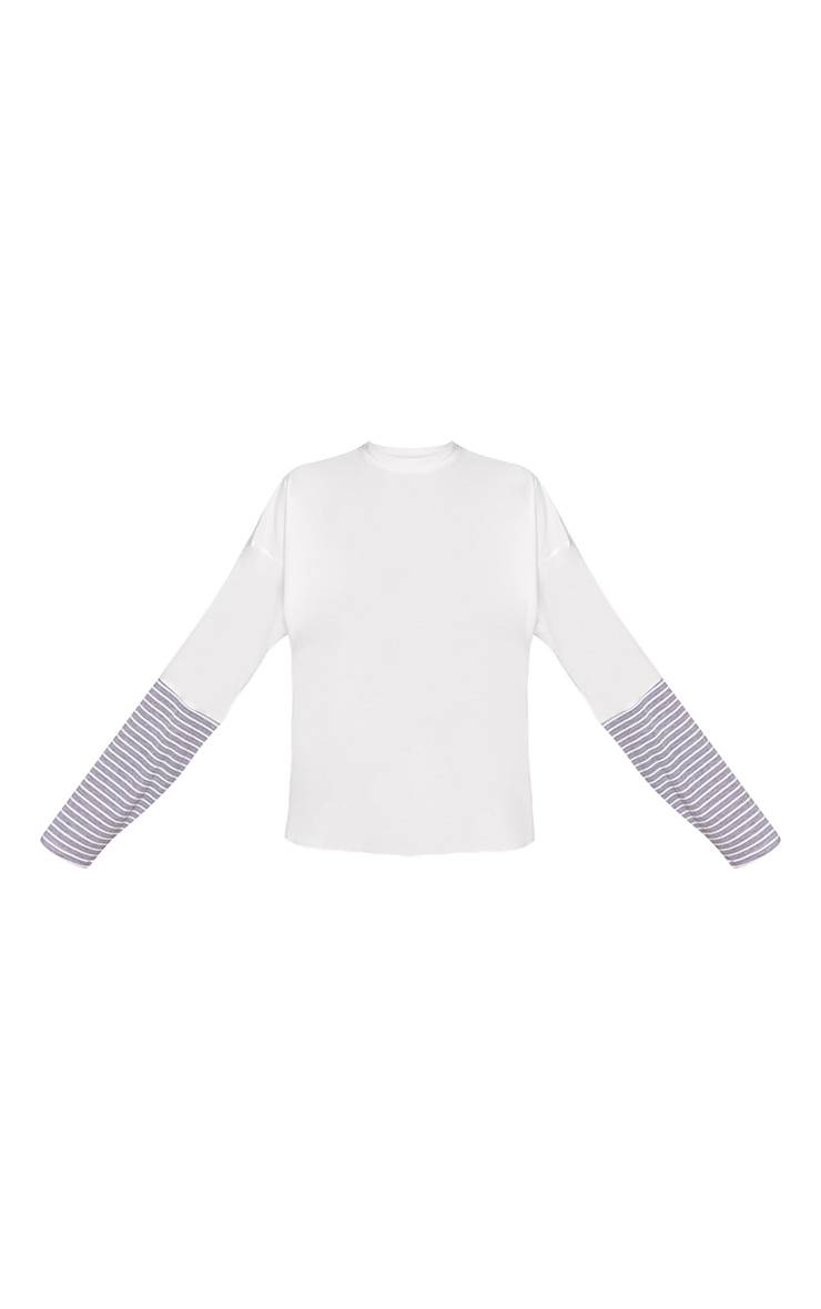 Gris T-shirt Oversize En Jersey À Rayures Contrastées