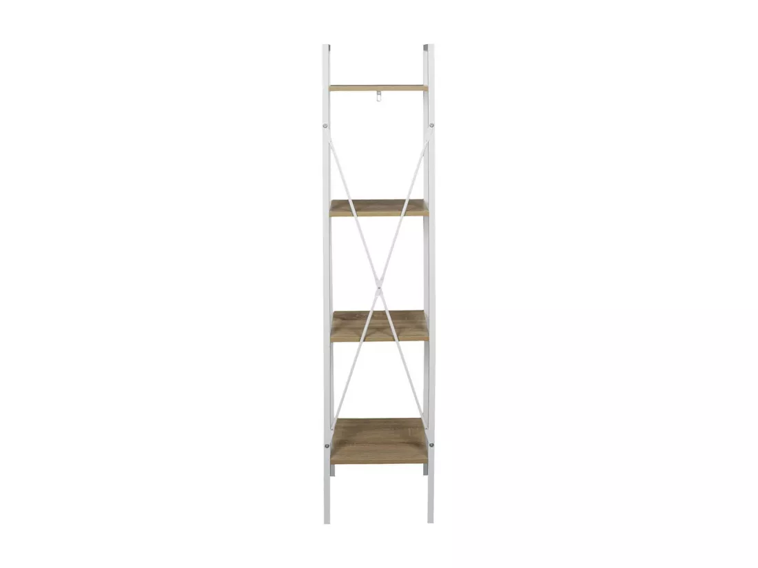 LIETA - Etagère Colonne à 4 Niveaux Bois et Métal Blanc