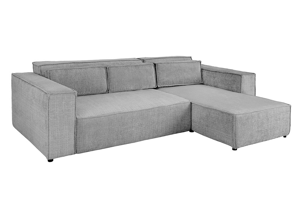 Modernes Ecksofa BOSSA NOVA 265cm grau Chenille 3-Sitzer Couch L-Form