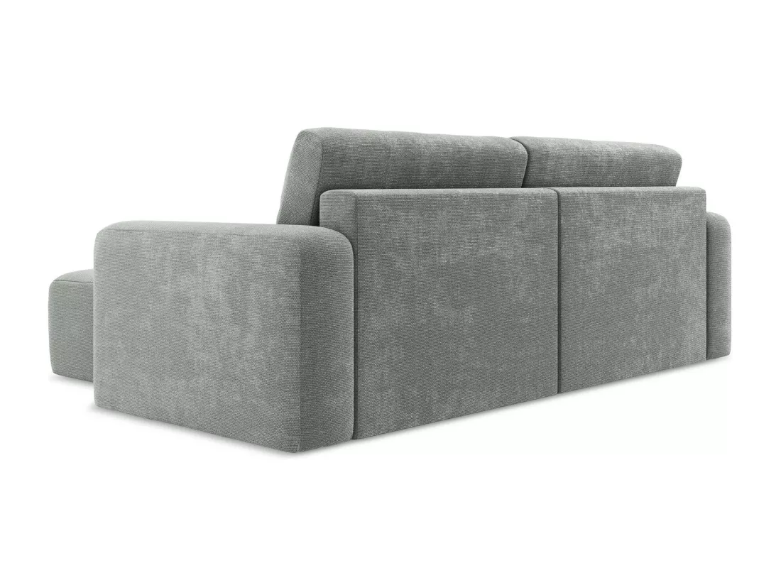 Canapé d’angle 3 places droit convertible en Chenille - gris - KONA