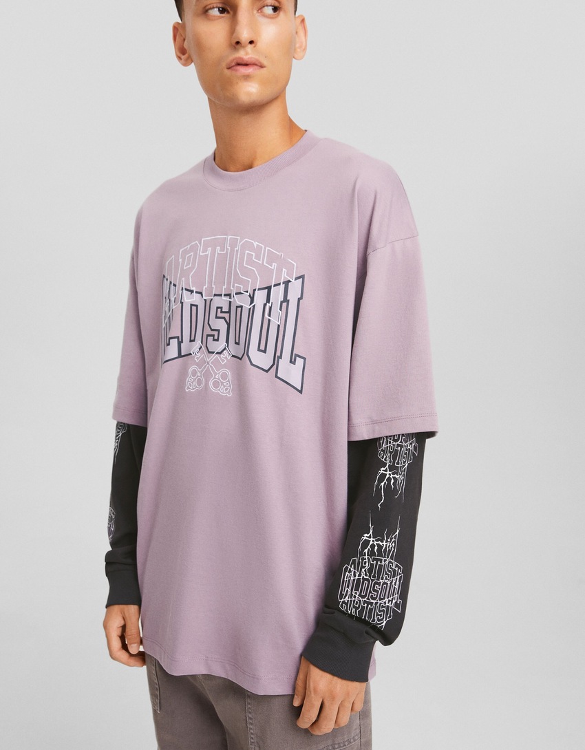 Camiseta de manga comprida estampada