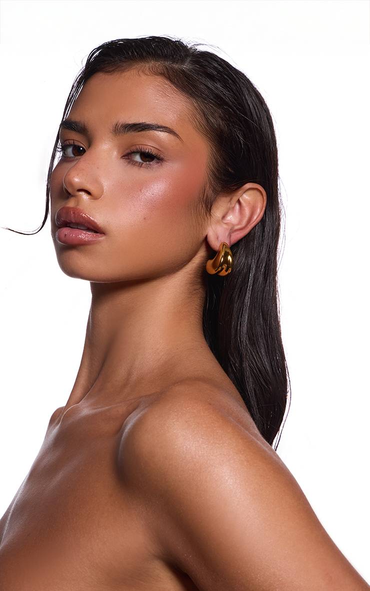 Doré Boucles D'oreilles Synthétiqueces Striées Résistantes À L'eau