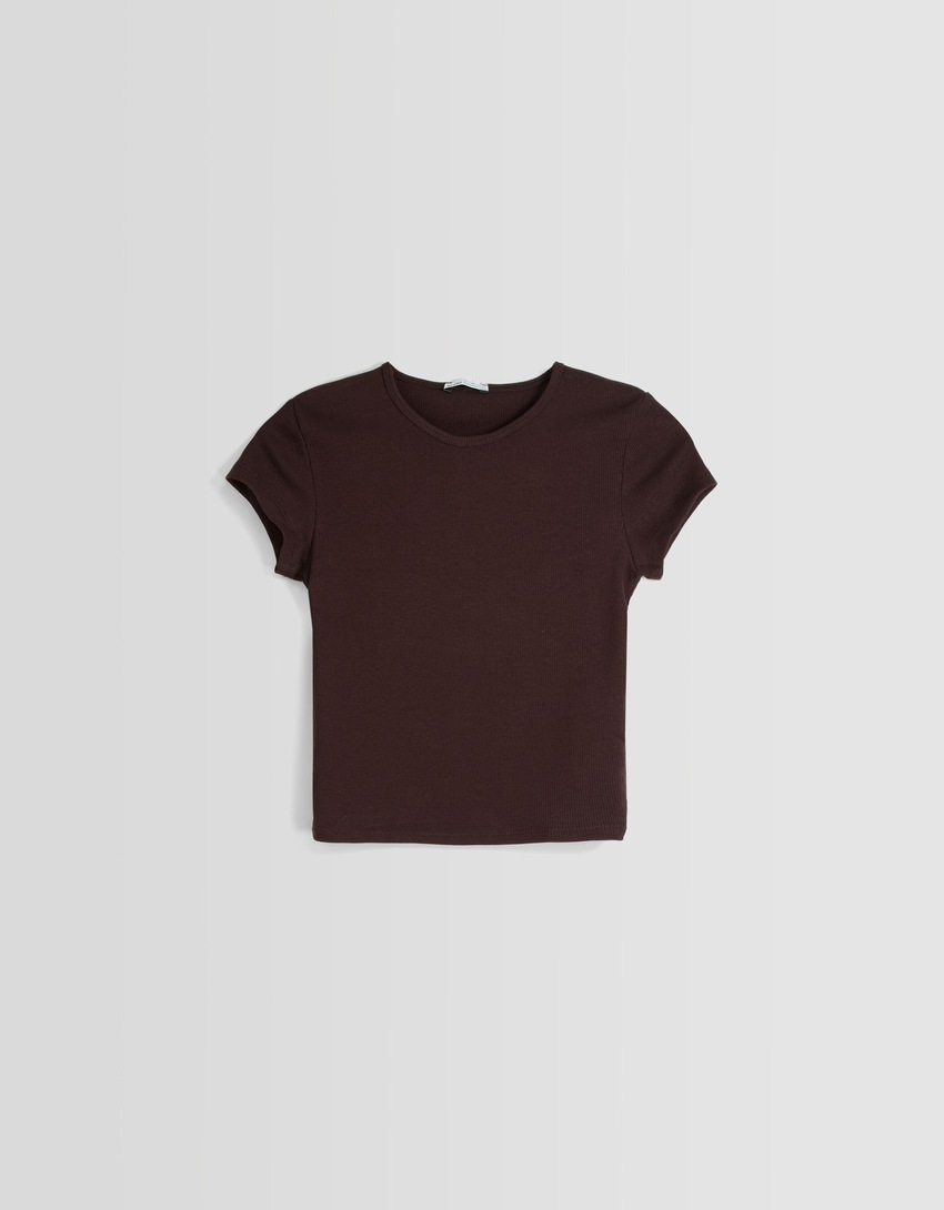 Camiseta canelada de manga curta