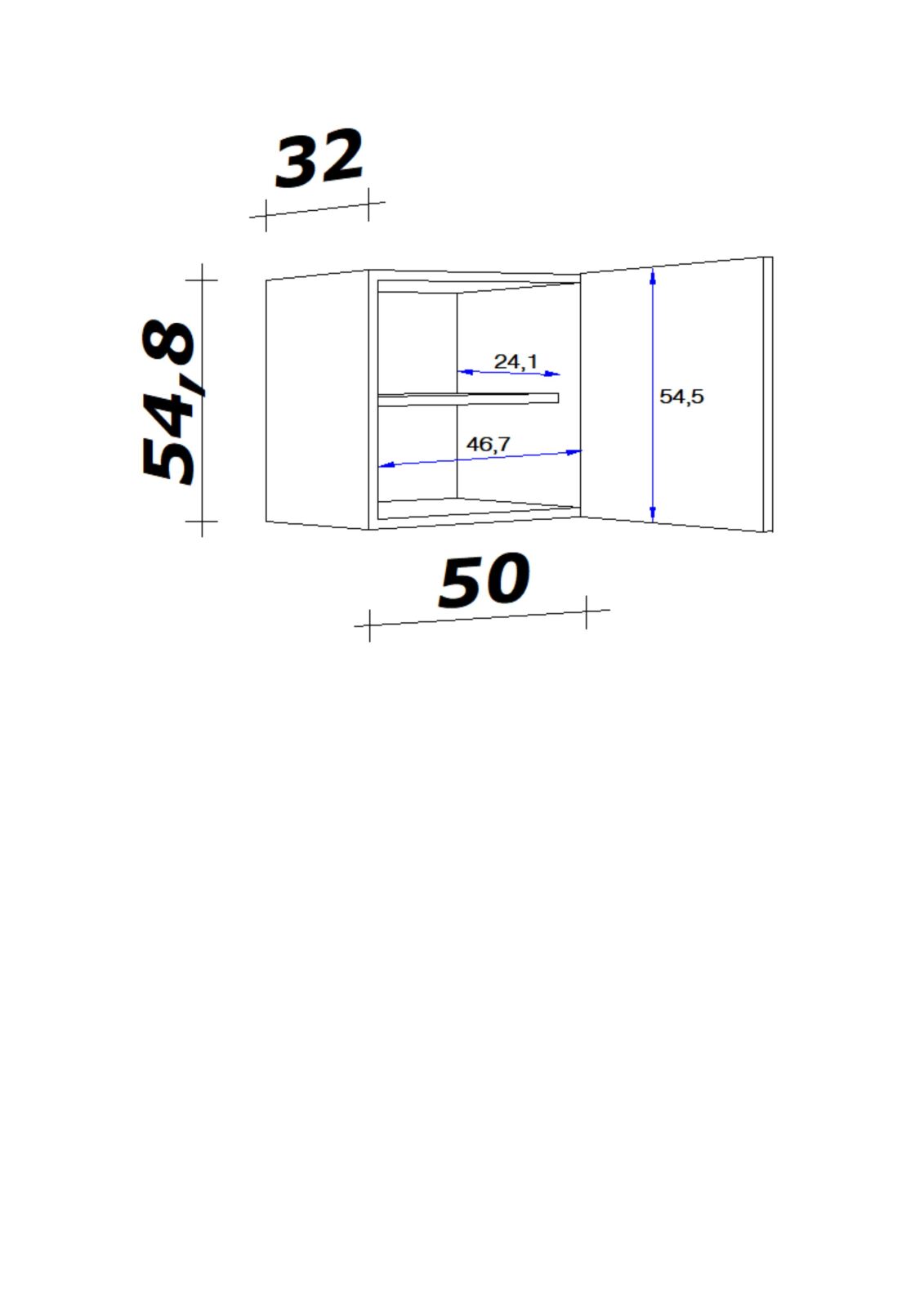 Oberschrank CARA - Artisan Eiche - 50x54 cm