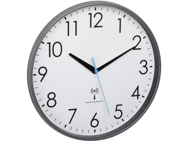 TFA Dostmann Funk-Wanduhr Grau Analoge Funkuhr