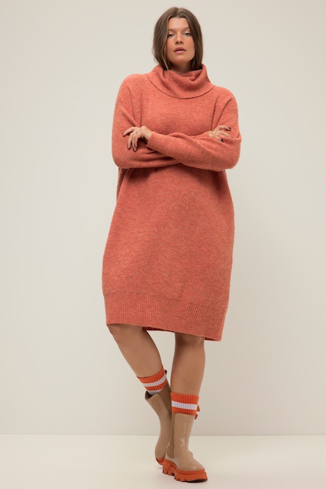 Strick-Minikleid, oversized, Rollkragen, Langarm