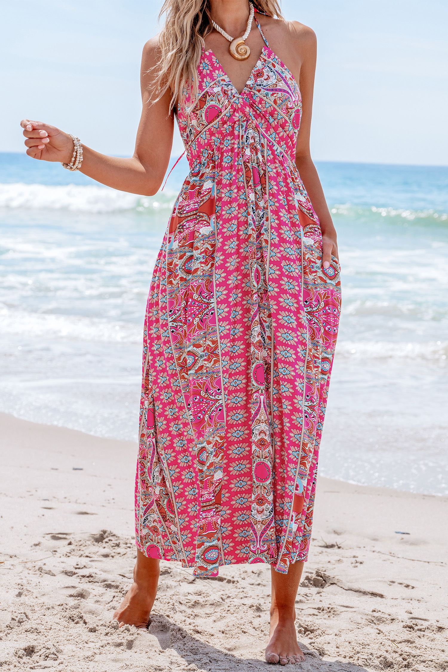 Robe maxi à imprimé floral et paisley