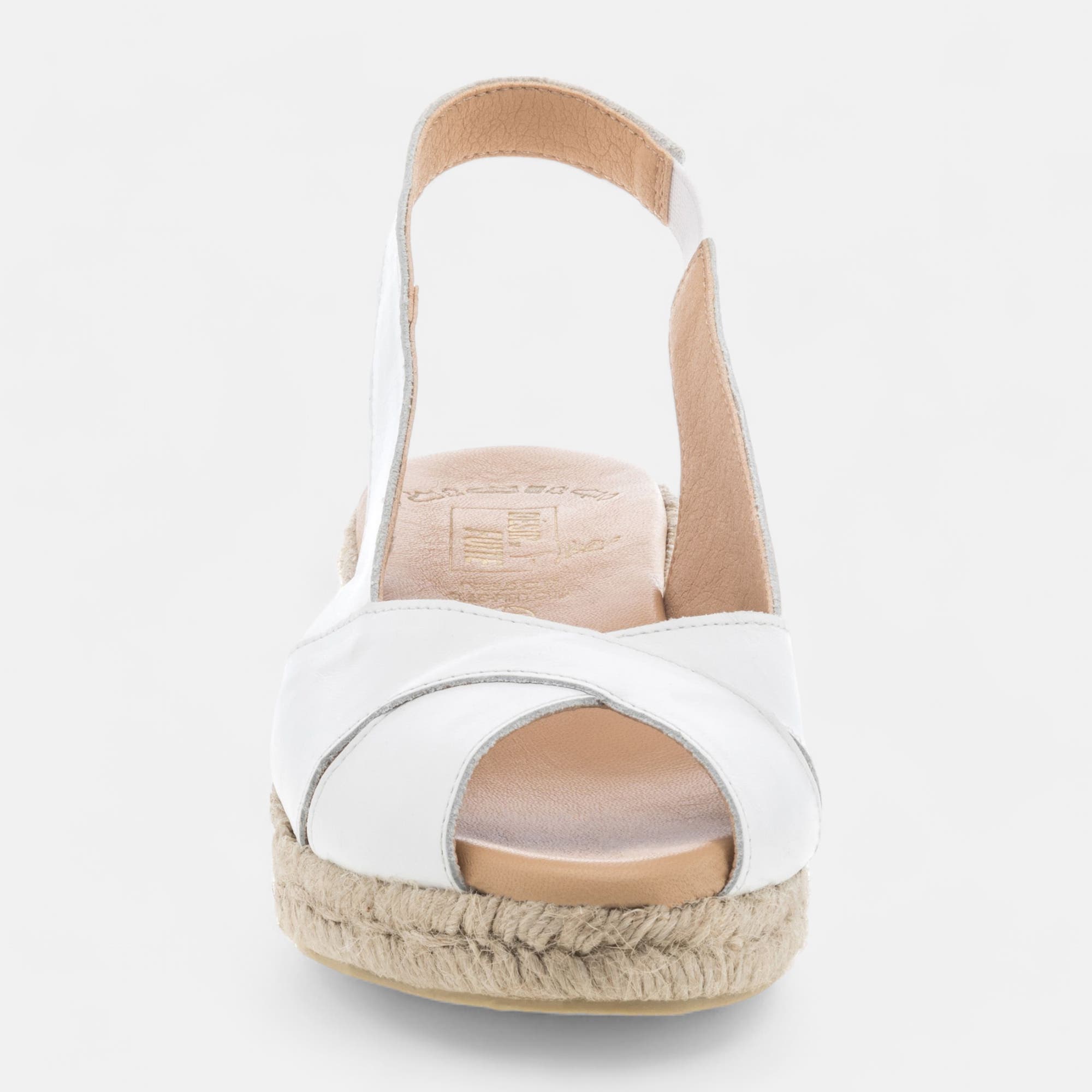 Espadrilles à talon compensé Femme en cuir blanc