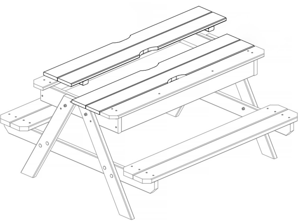 Table pique-nique avec bac à sable intégré 