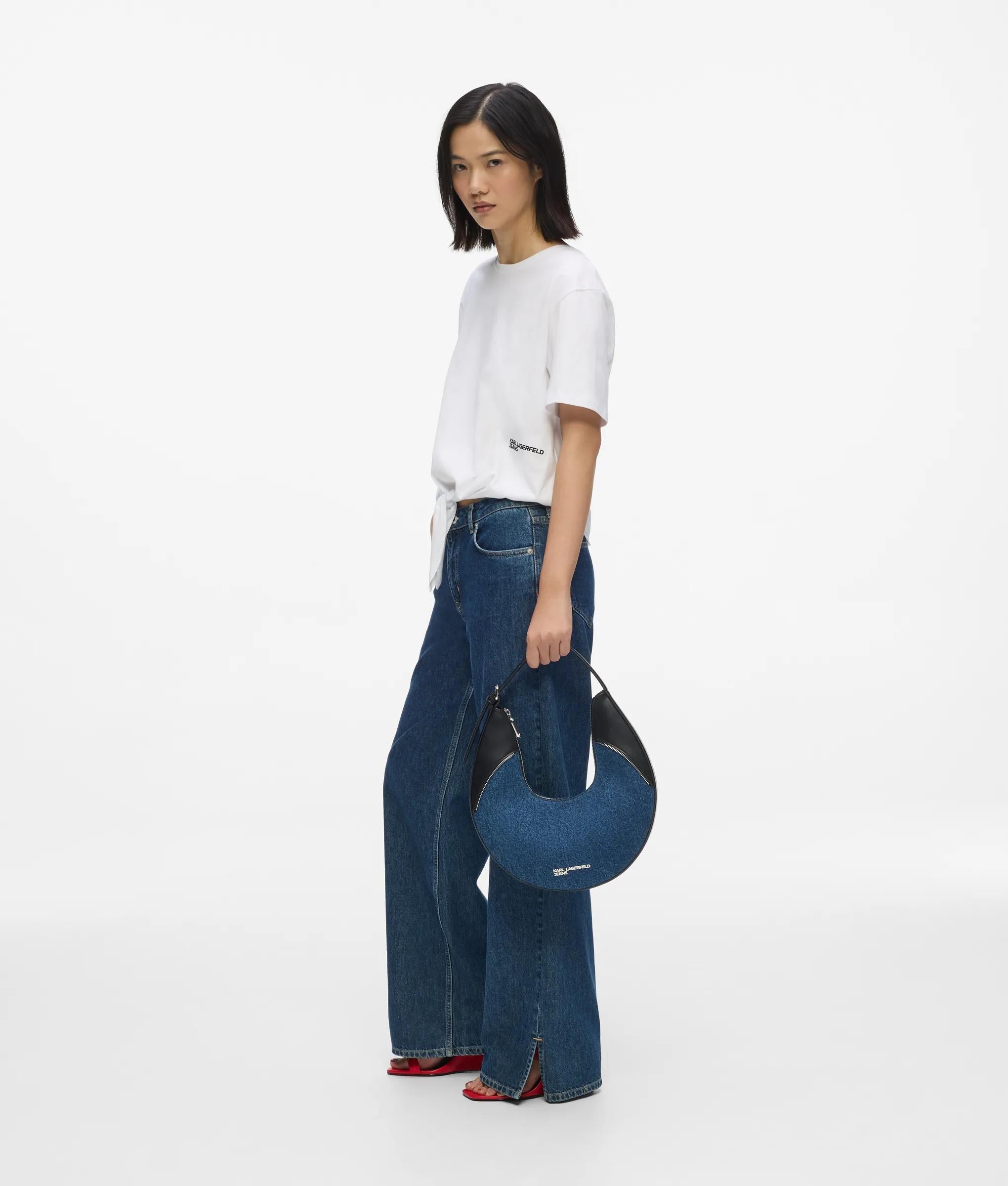Rebel schoudertas van denim en kunstleer