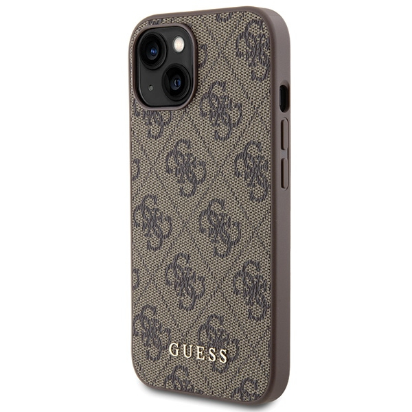 iPhone 15 Hybrid Hardcase Hülle Metal Gold Logo (GUHCP15SG4GFBR) - Braun