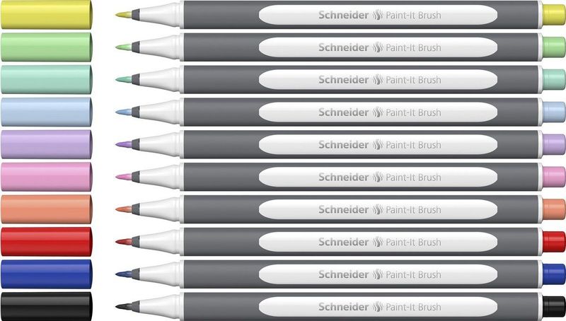 Schneider - Paint-It 070 - Penseelstiften - 10 Stuks - Kalligrafie - Flexibele Punt - Heldere Kleuren