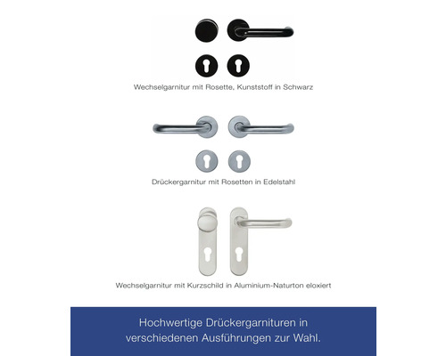 HÖRMANN ZK deurelement, verzinkt, 875x2000 mm, DIN links, inclusief krukgarnituur, zwart.