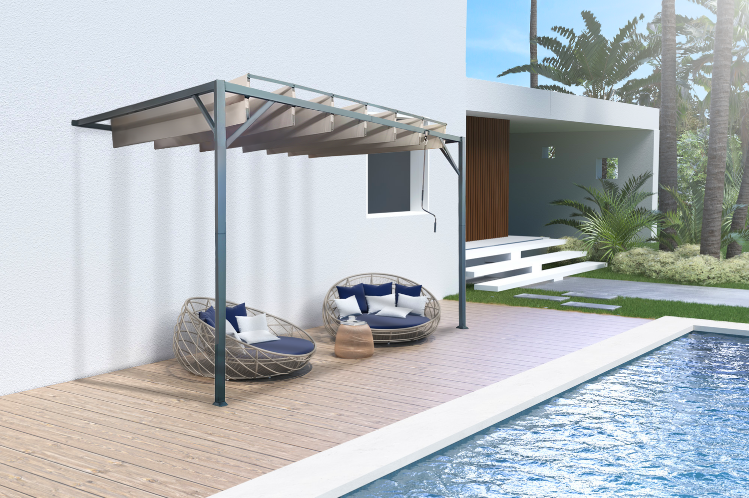 Lamellendak BAHIA 300L300 wandmodel beige