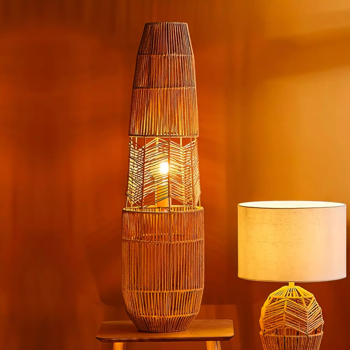 Lampadaire en cordes (H90 cm) Ajay Naturel