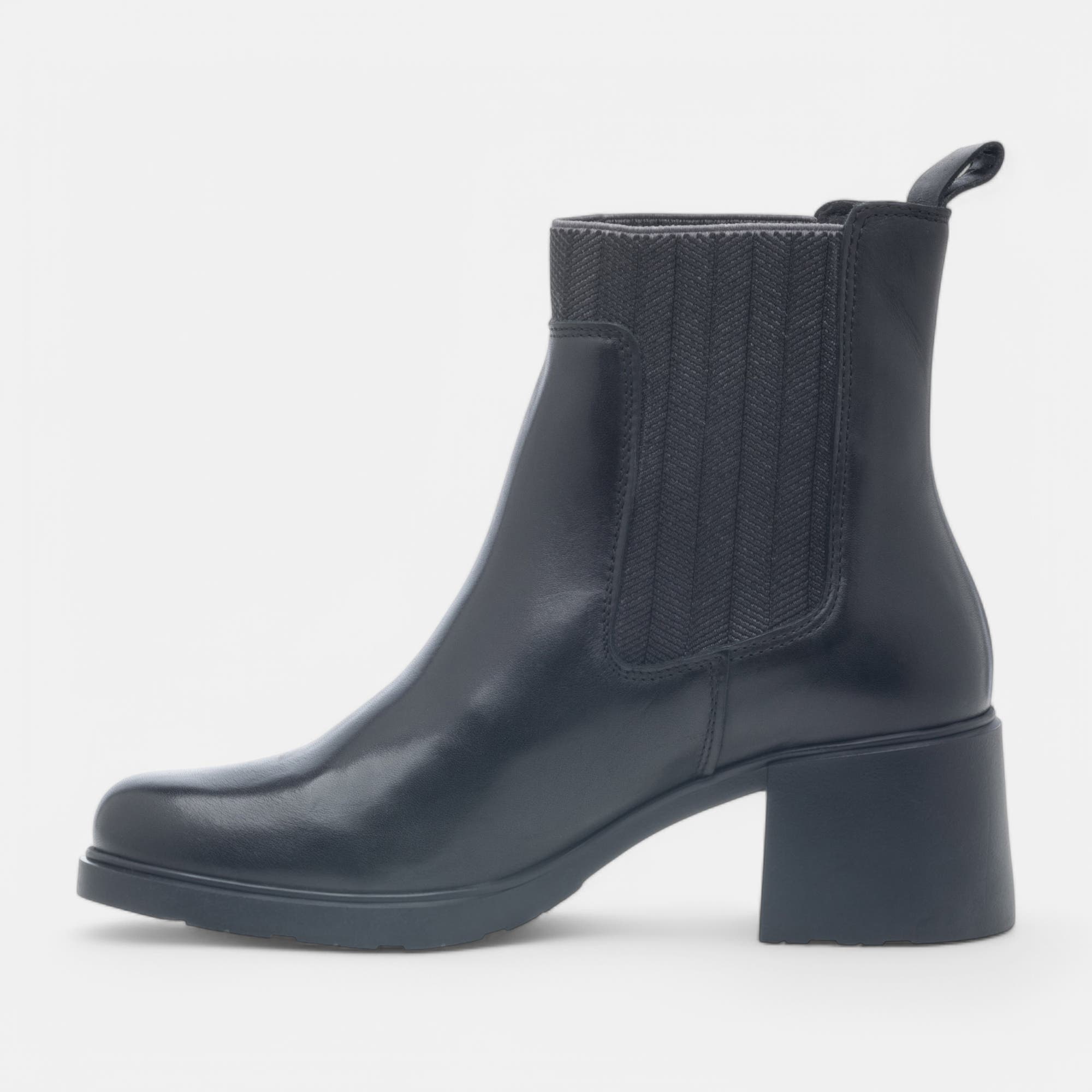 Boots chelsea à talon Femme en cuir noir