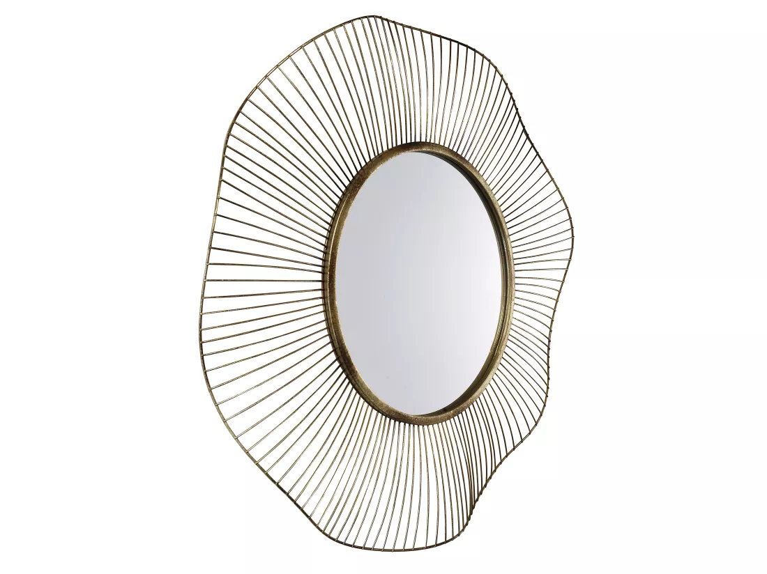 Miroir design rond en métal doré 75cm