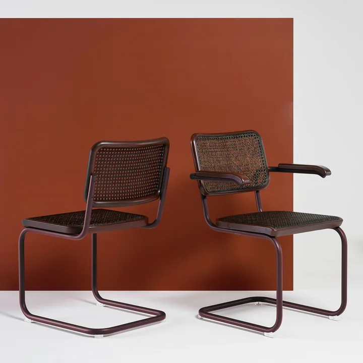 Thonet - S 32 N Stuhl, Chrom / Nussbaum geölt / Netzbespannung schwarz (Pure Materials)