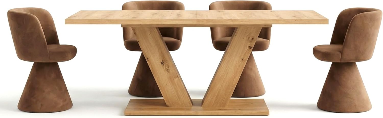 Newroom Esstisch Ausziehbar Wildeiche Esszimmertisch Modern - 150x76x90 cm (BxHxT) - Tisch Küchentisch Speisetisch - Esszimmer Küche Wohnzimmer