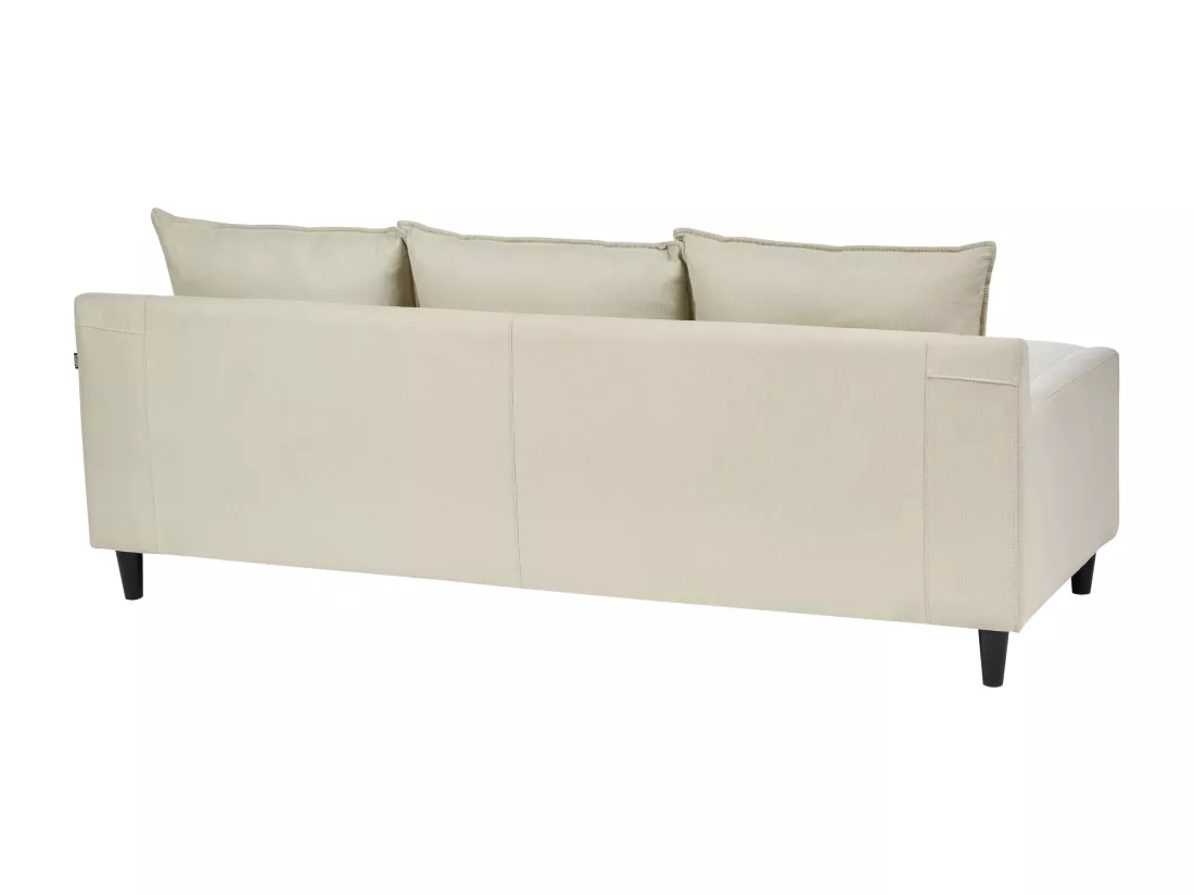 Canapé d'Angle Moderne à gauche Pieds en Bois Massif Assise Polyester Tissu Beige Elvenes