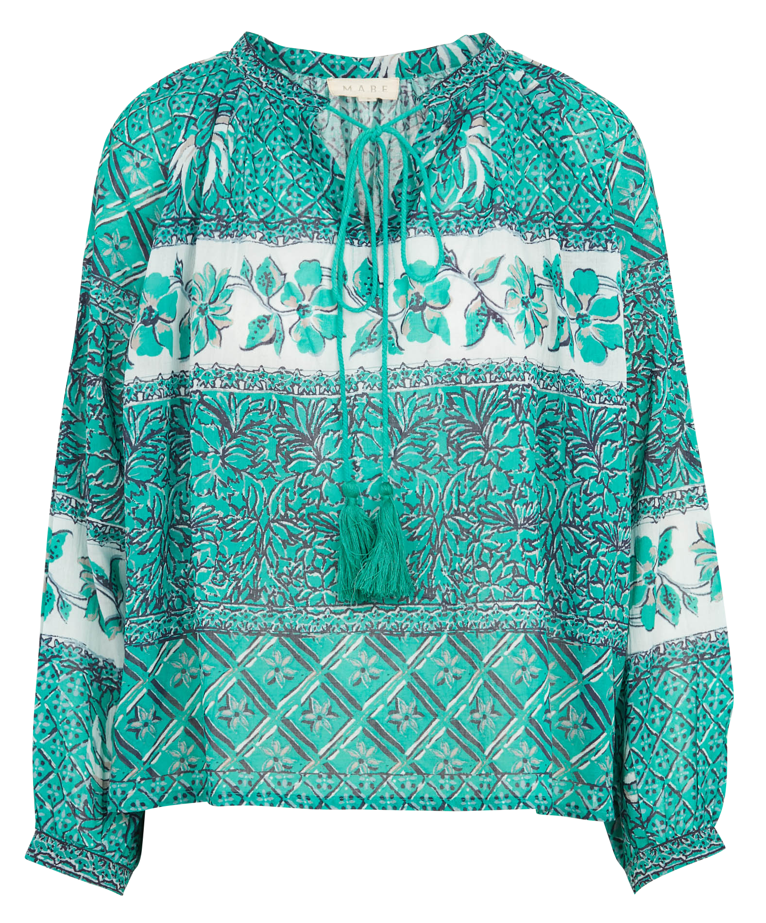 STEVIE - Top ample col tunisien imprimé en coton | Vert