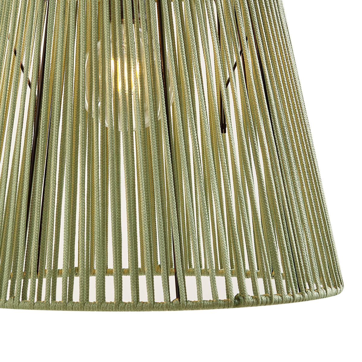 Buiten hanglamp zwart met groene kap van touw IP44 - Cava Jayla
