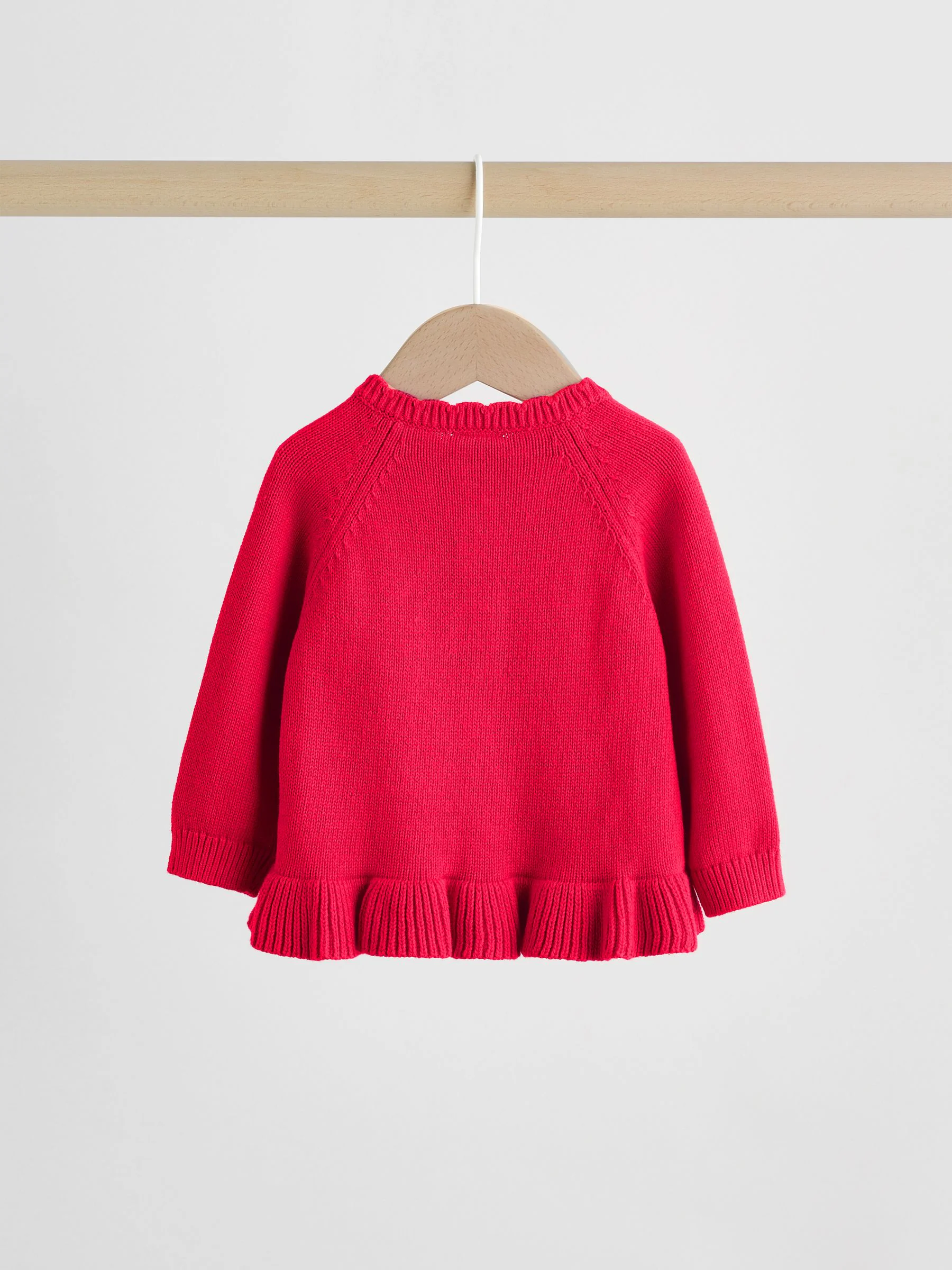 Rood - Gebreide babyvestset met strik en ruches (0mnd-3jr)