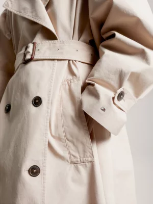 Trench coat de corte relaxado e abotoamento duplo