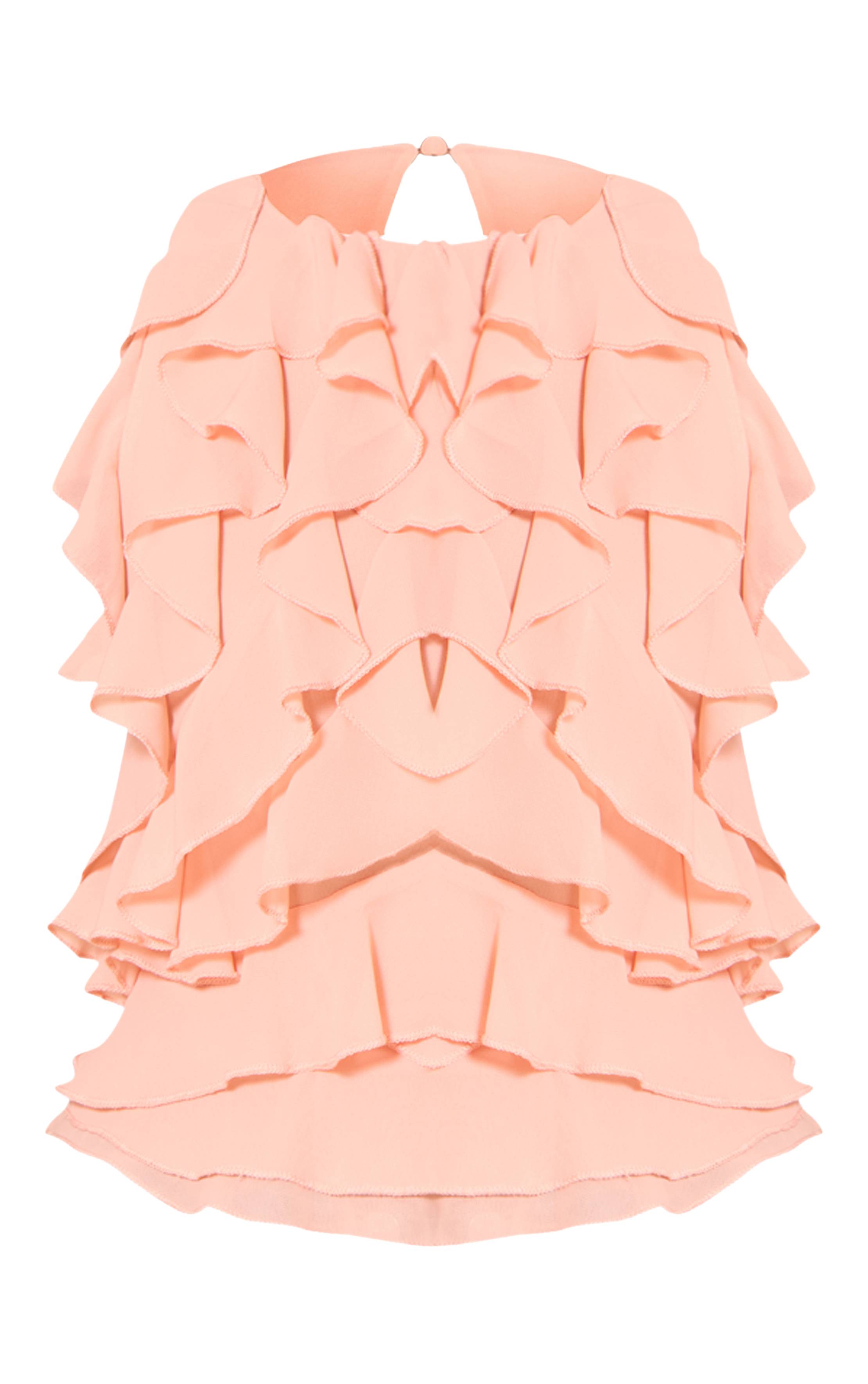 Pamplemousse Top Sans Manches En Mousseline À Détails Volantés