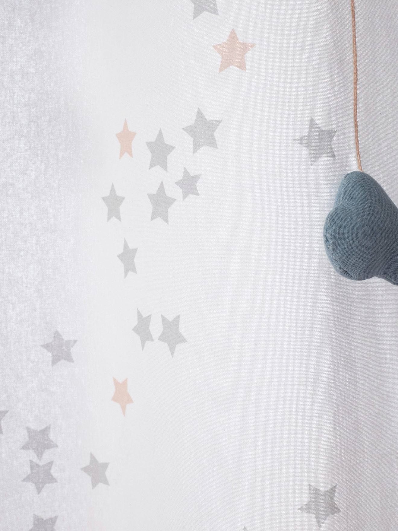 Cortina transparente como uma estrela, branca lisa com detalhes.