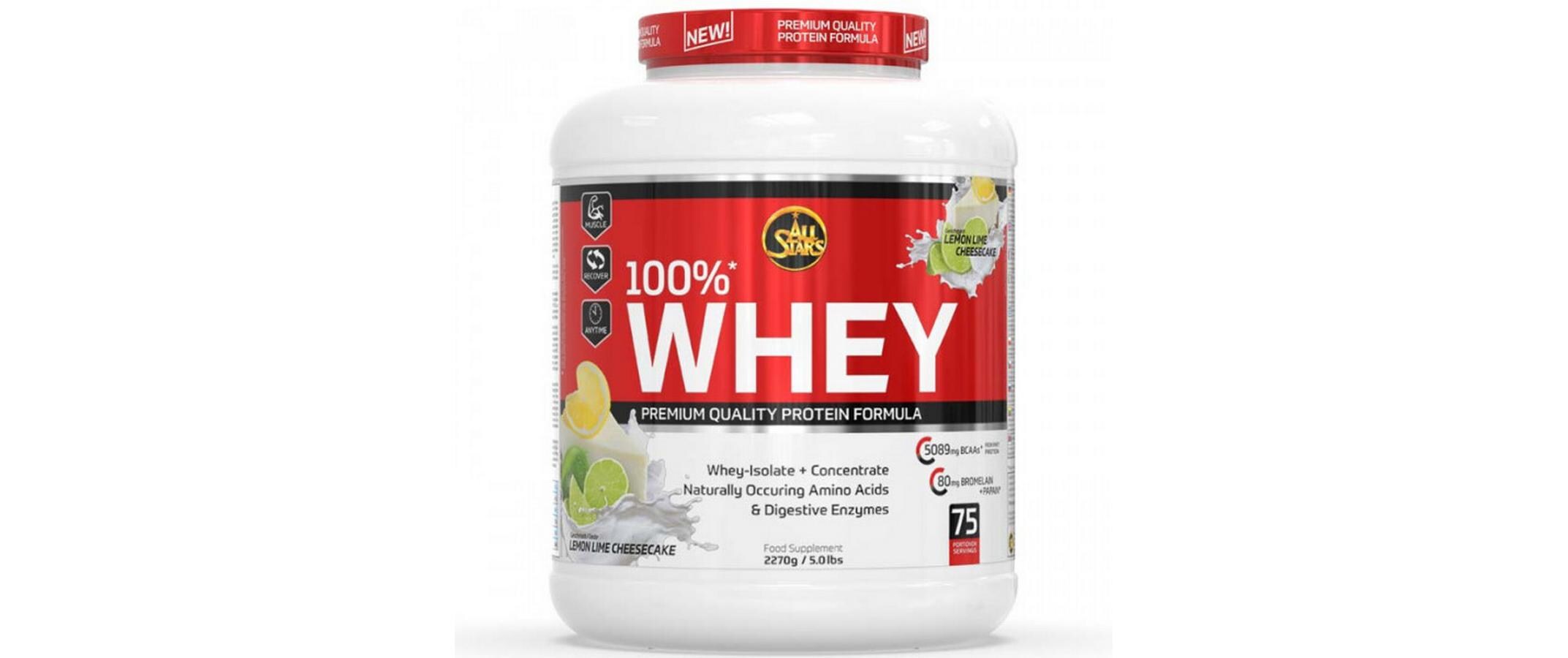 Pulver Whey Protein 100% Lemon-Lime-Cheesecake 2270 gGut lösliches Whey Protein Pulver