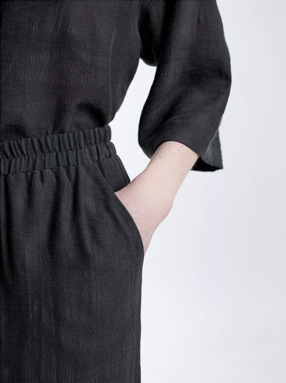 Calça reta em jacquard - Cinza
