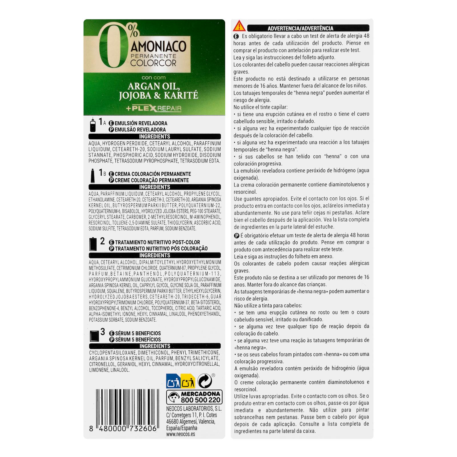 Coloration permanente 0% ammoniaque 6.0 blond foncé lumineux Colorcor