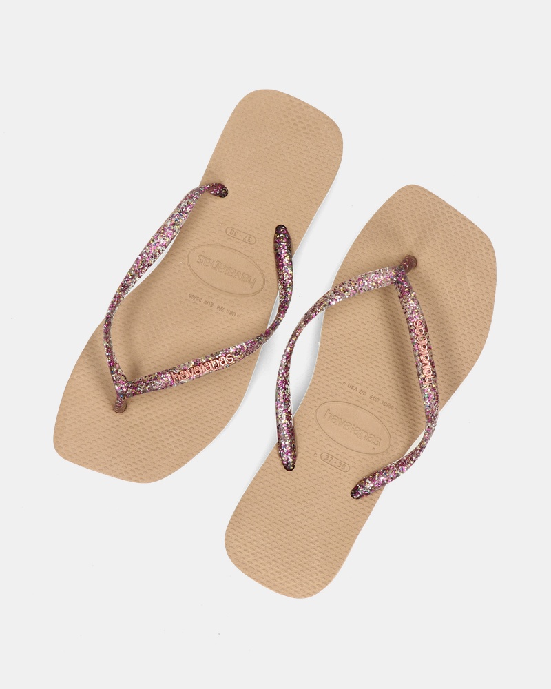 Havaianas Square Logo Metallic Slippers  - goud