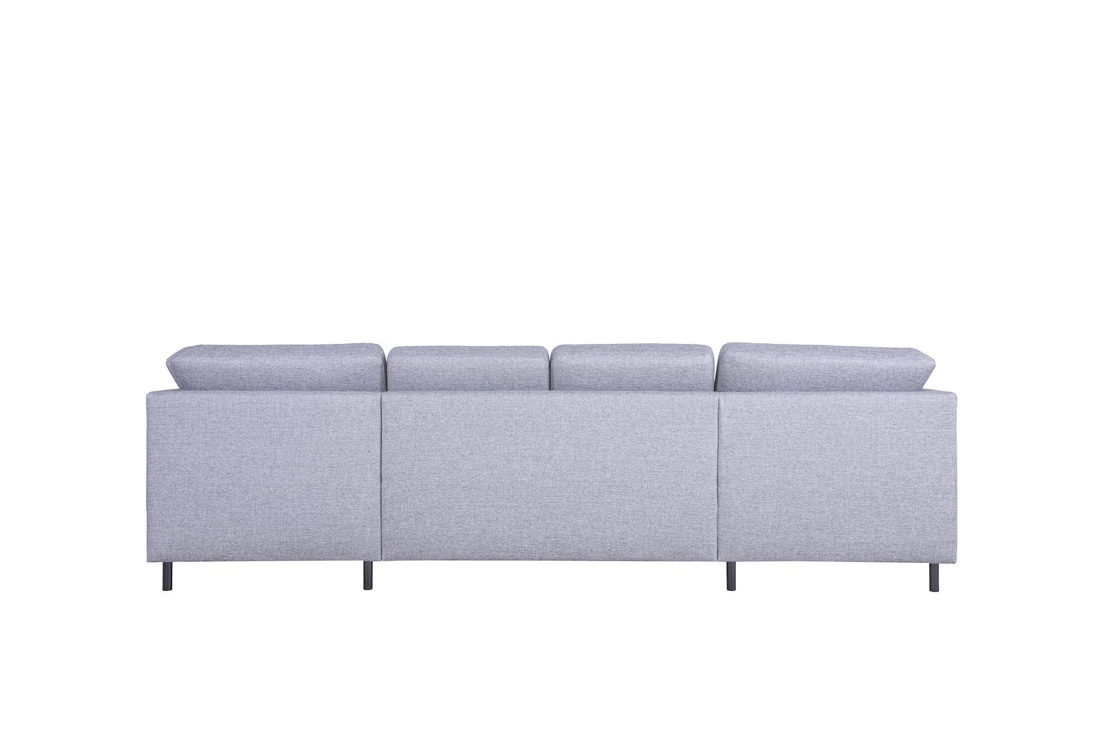 Scandinavia Oppsett 8 U-sofa 2-seter med åpen ende venstre og høyre. Tekstil Rocco 570 Light Grey med sorte ben