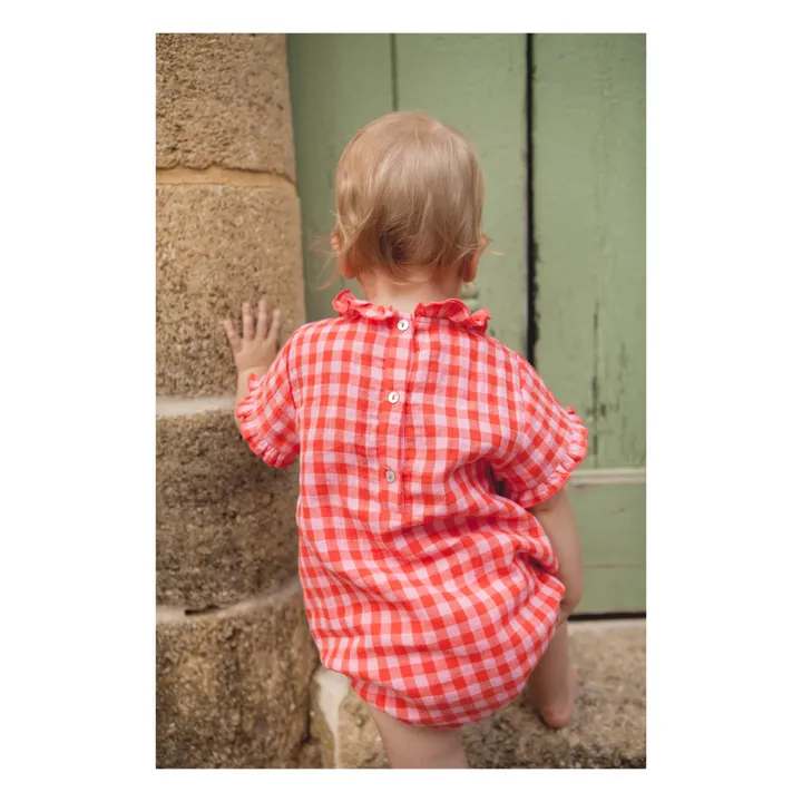 Marlot Paris Barboteuse Cerise Vichy | Rose bonbon