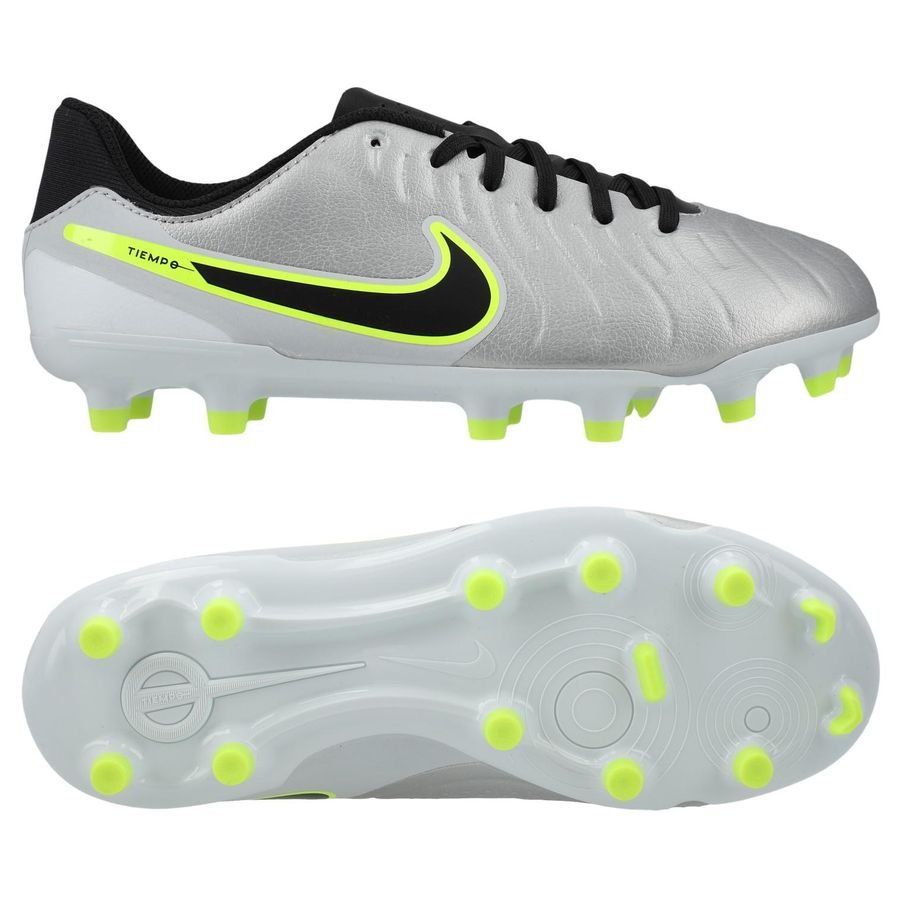 Nike Tiempo Legend 10 Academy MG Mad Voltage - Argenté/Noir/Jaune Fluo Enfant