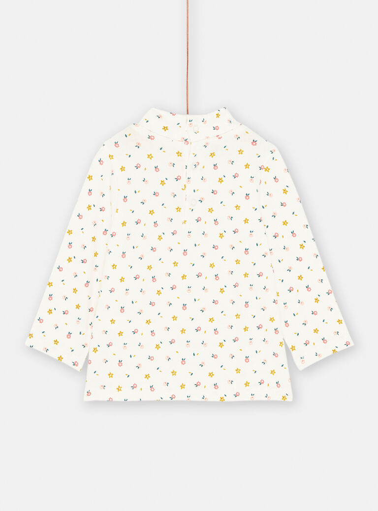 Sous-pull écru à col montant pour bébé fille