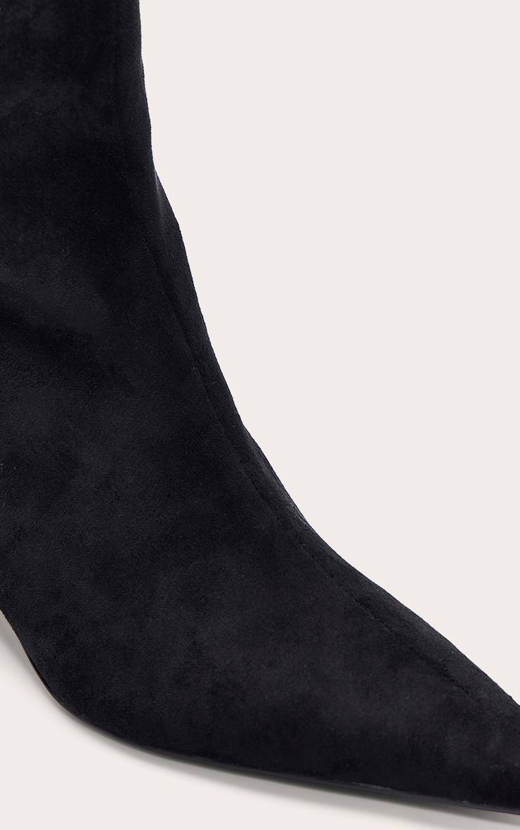 Noir Botte Haute Plissée À Talon En Synthétique