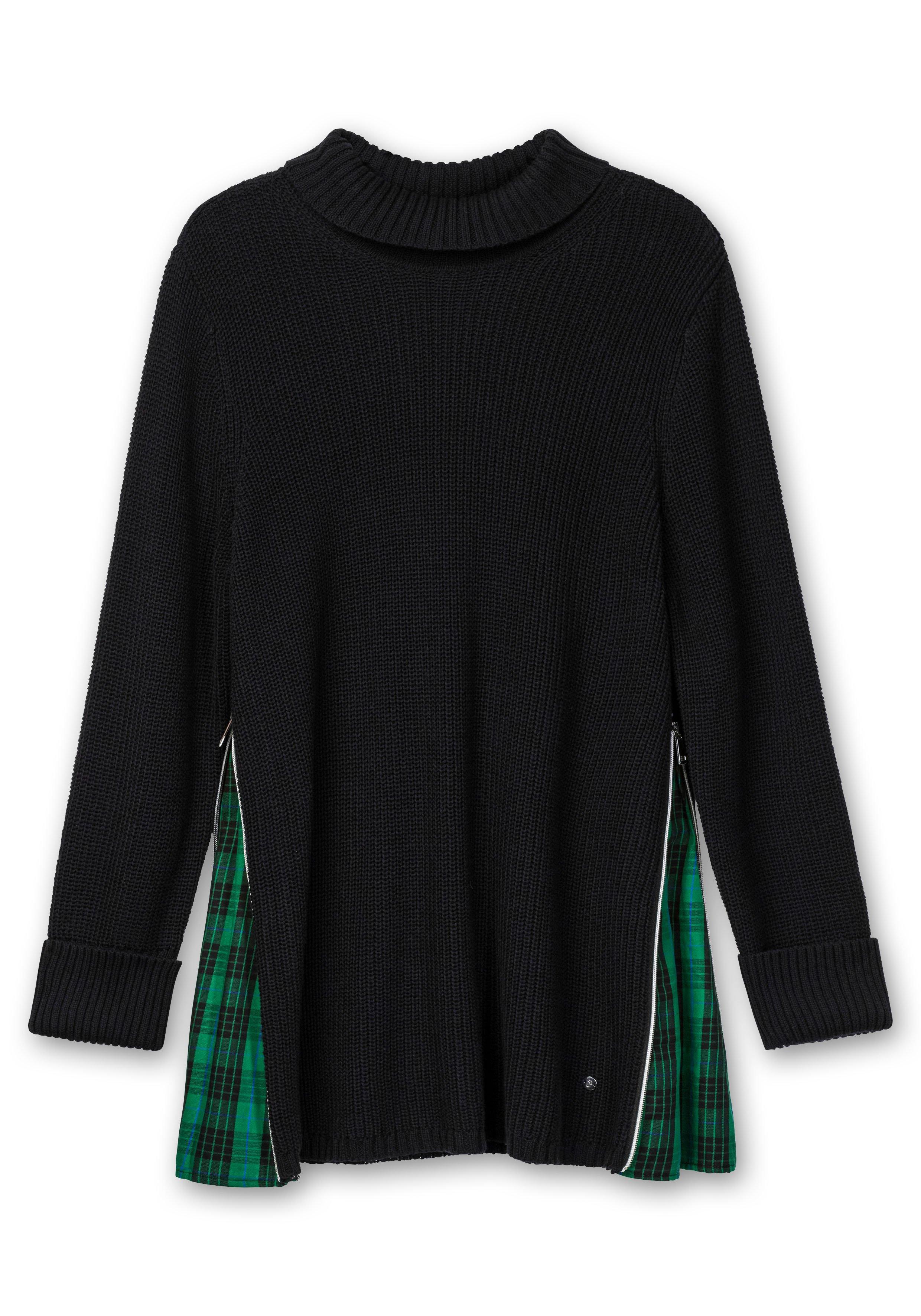 Pullover mit Rollkragen und karierten Einsätzen