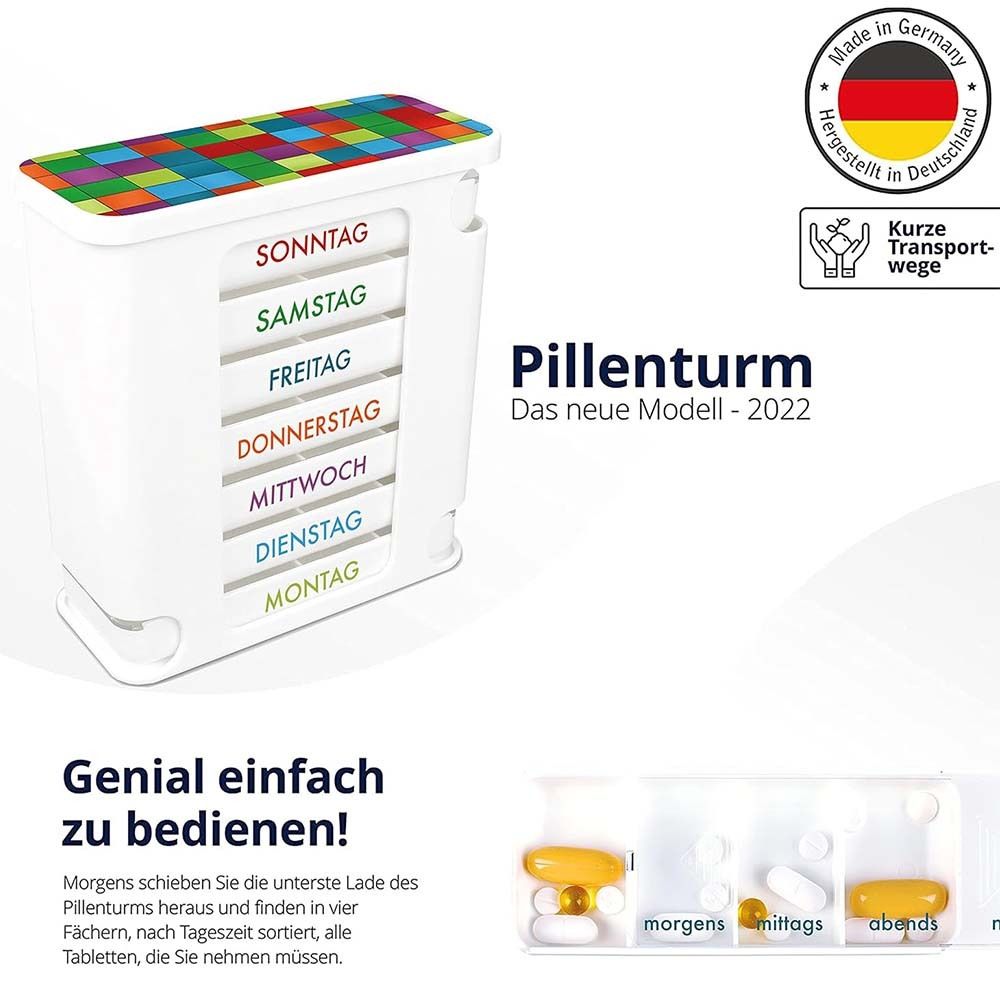 Kerpers® Pillendose 7 Tage mit je 4 Fächer „Basic“ bunt